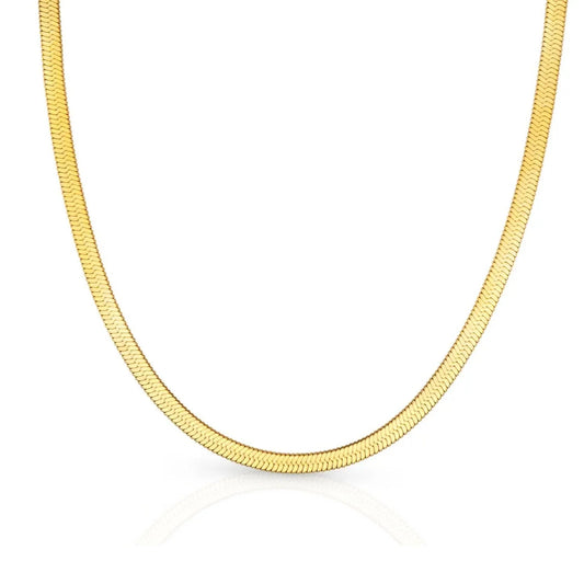 Herringbone Snake Chain Necklace – Flat Statement Choker Jewelry