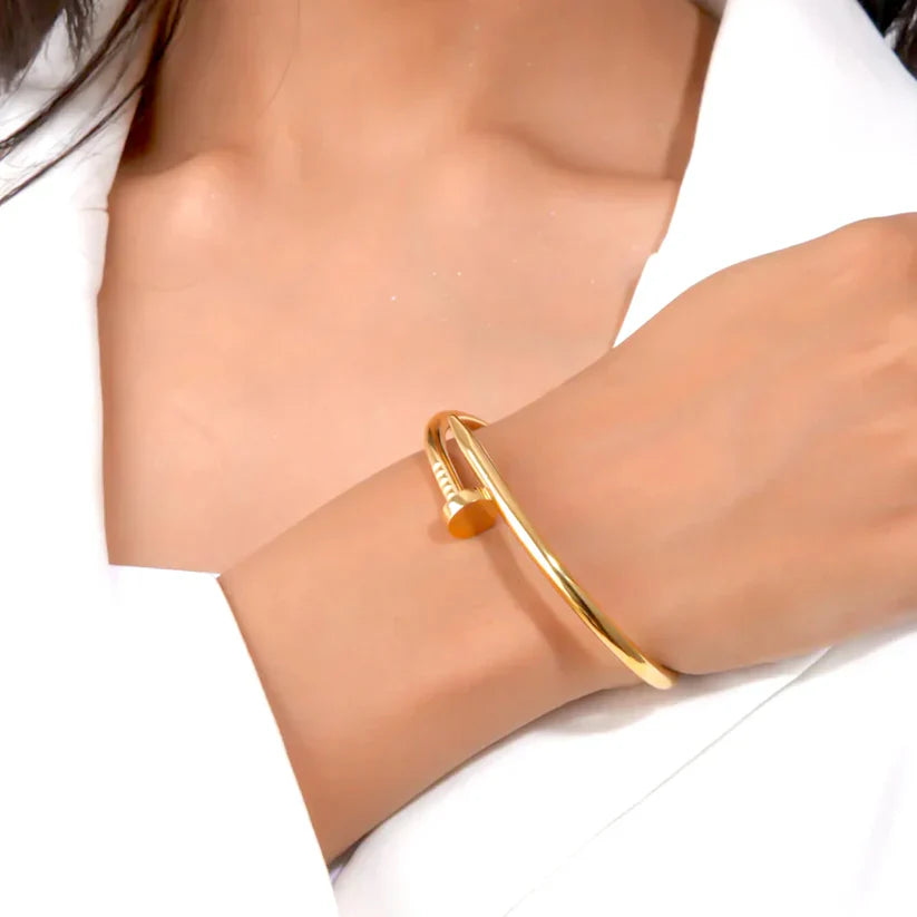 Elegant Nail Bracelet – Minimalist Screw Bangle Jewelry