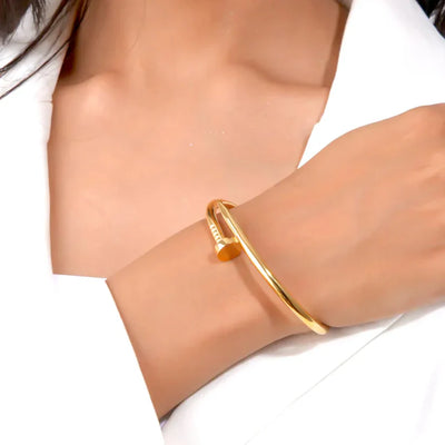 Elegant Nail Bracelet – Minimalist Screw Bangle Jewelry
