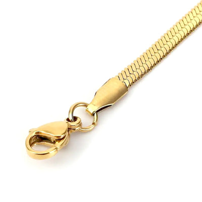 Herringbone Snake Chain Necklace – Flat Statement Choker Jewelry
