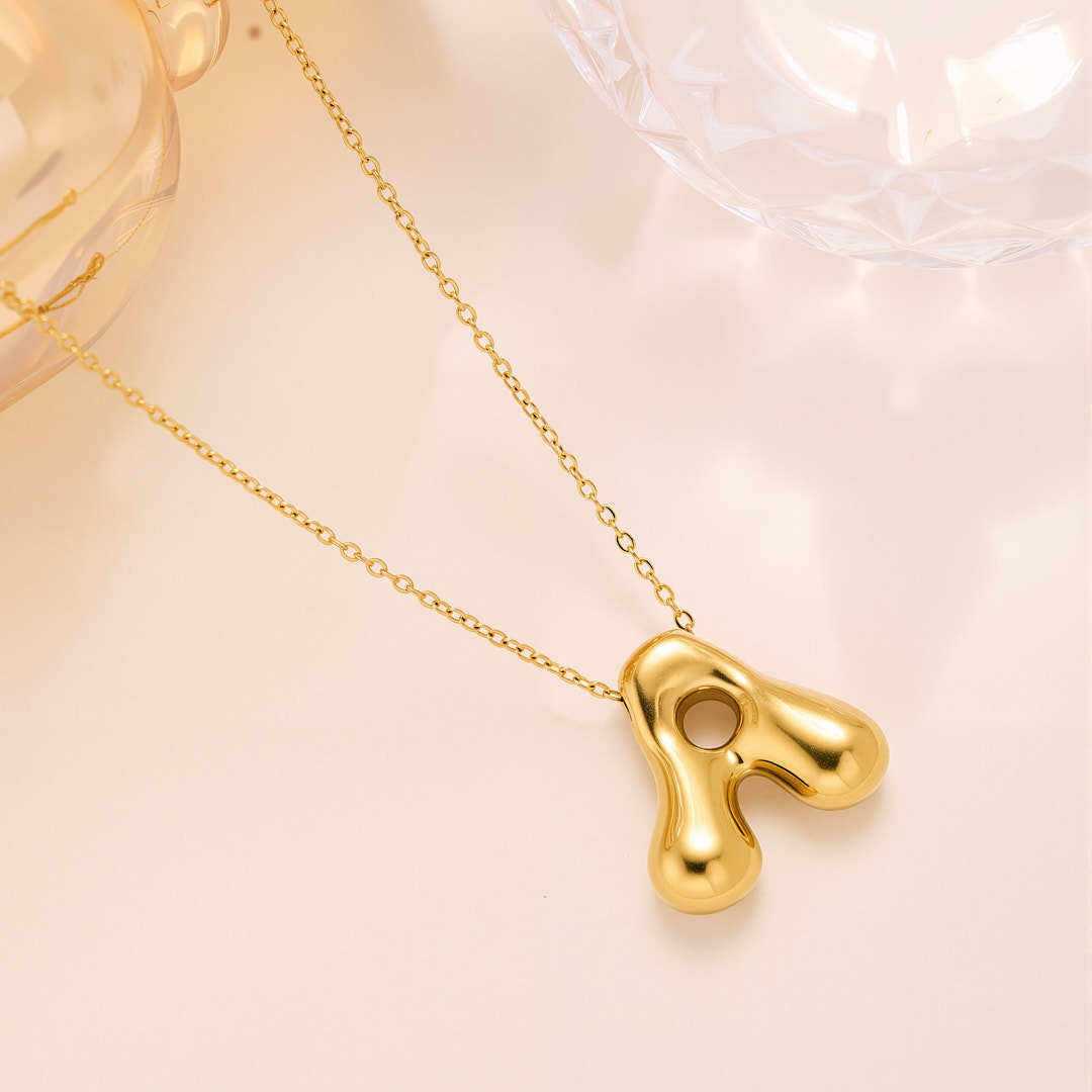 Initial Bubble Letter Necklace