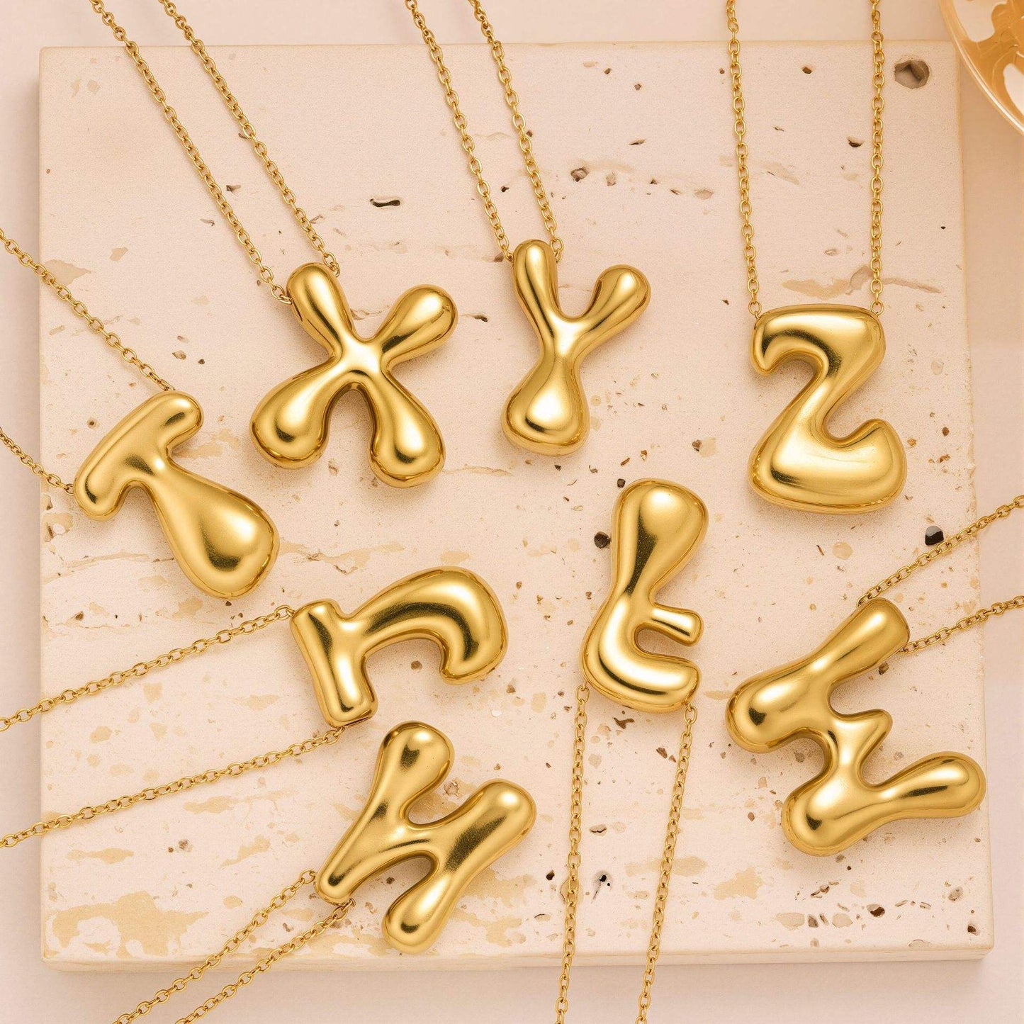 Initial Bubble Letter Necklace