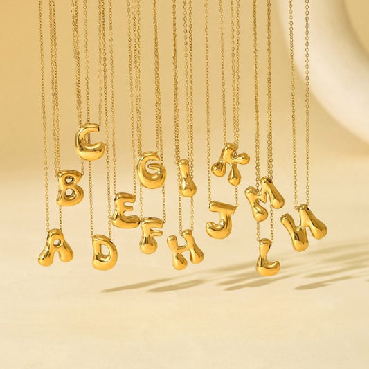 Initial Bubble Letter Necklace