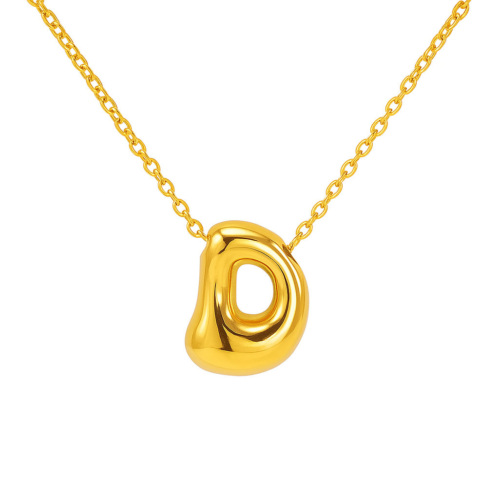 Initial Bubble Letter Necklace