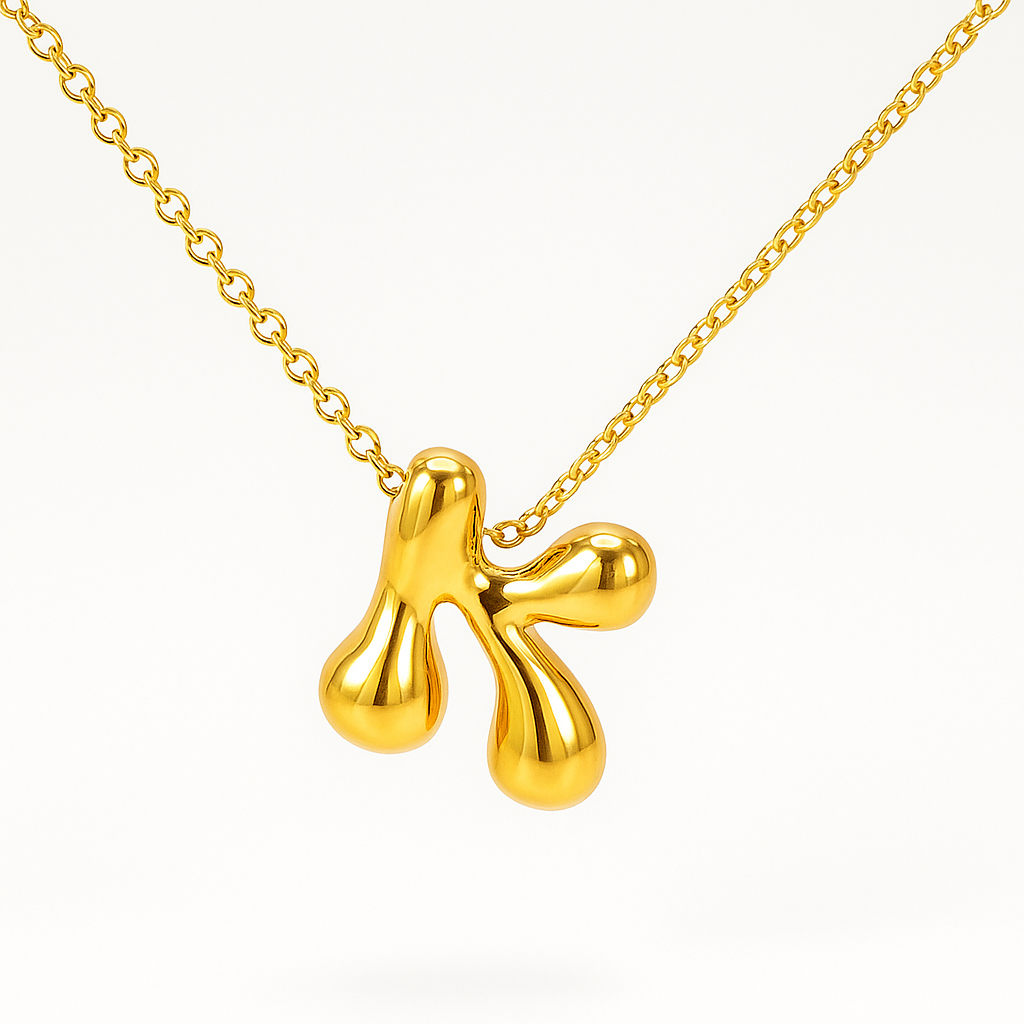 Initial Bubble Letter Necklace