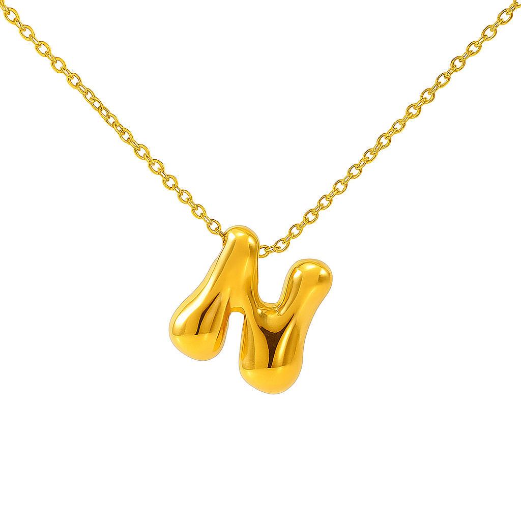 Initial Bubble Letter Necklace