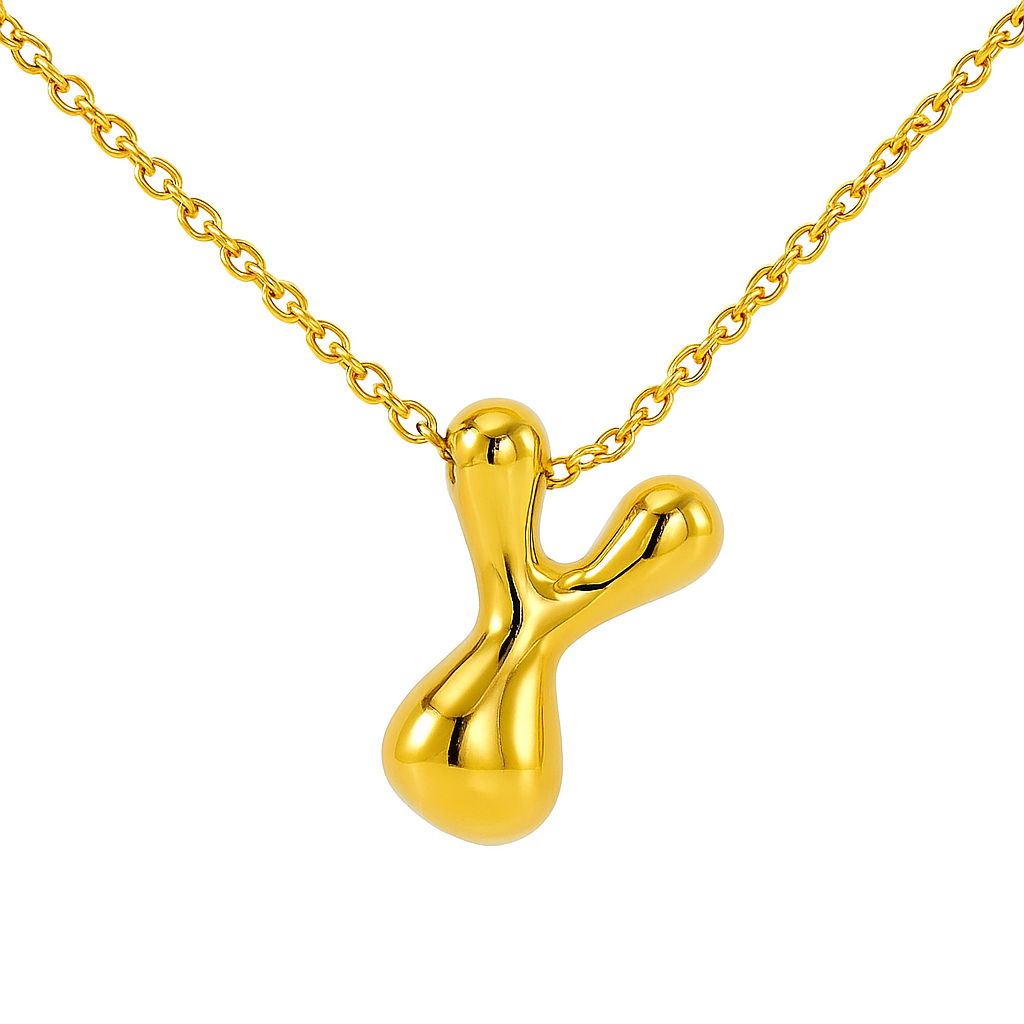 Initial Bubble Letter Necklace