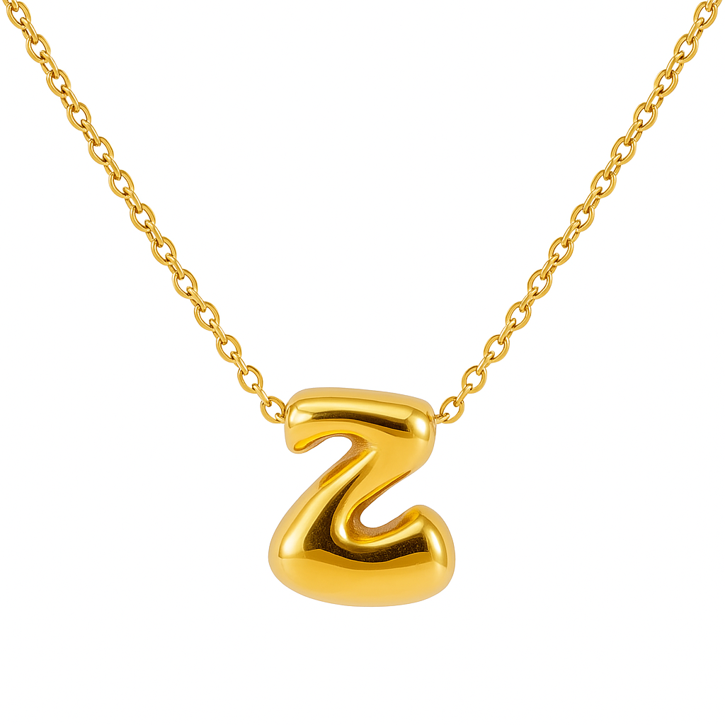 Initial Bubble Letter Necklace