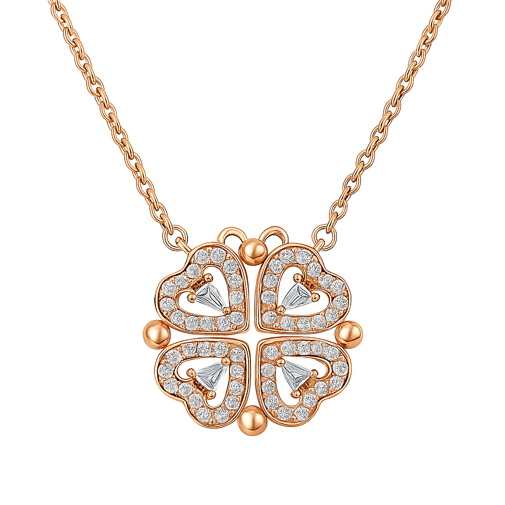 Four-Leaf Clover Hearts Necklace