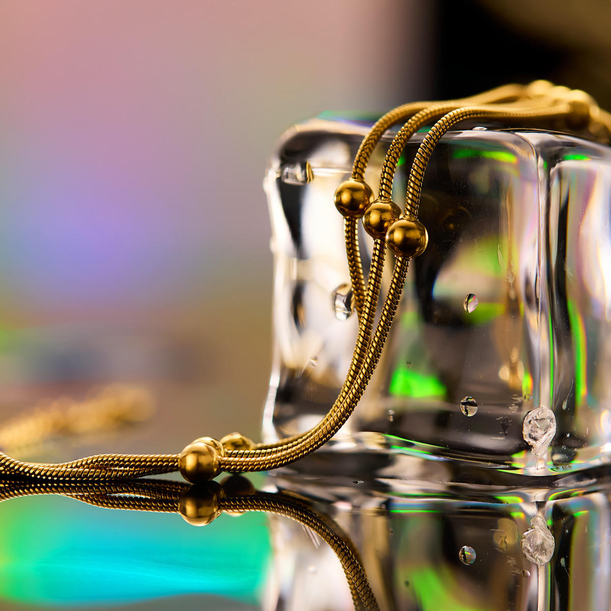 Triple Layer Gold Chain Bracelet with Beads