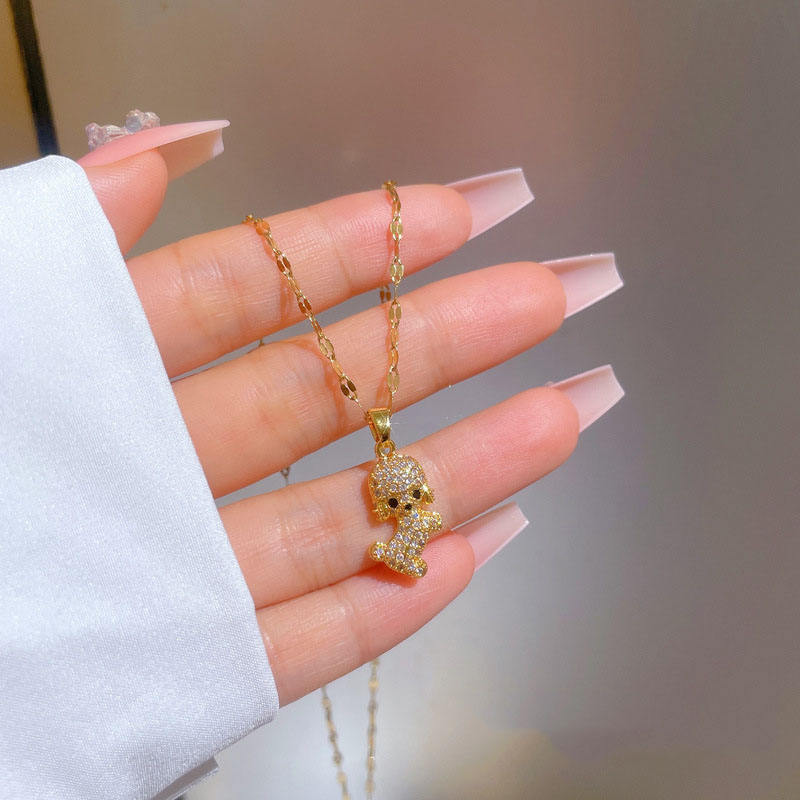 Diamond Puppy Pendant Necklace