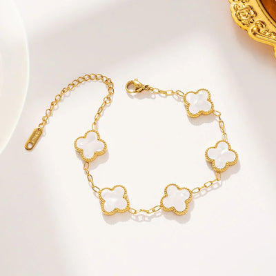 White Four Leaf Clover Bracelet | Lucky Charm Jewelry