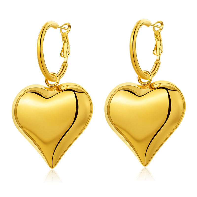 Chunky Heart Hoop Earrings