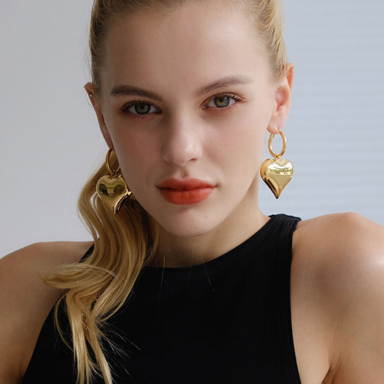 Chunky Heart Hoop Earrings