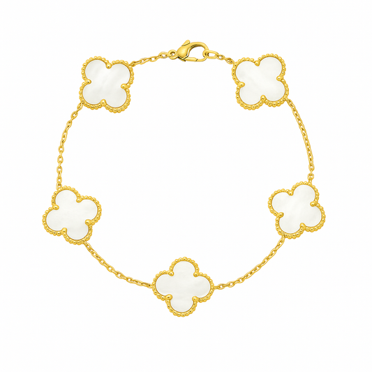 White Four Leaf Clover Bracelet | Lucky Charm Jewelry